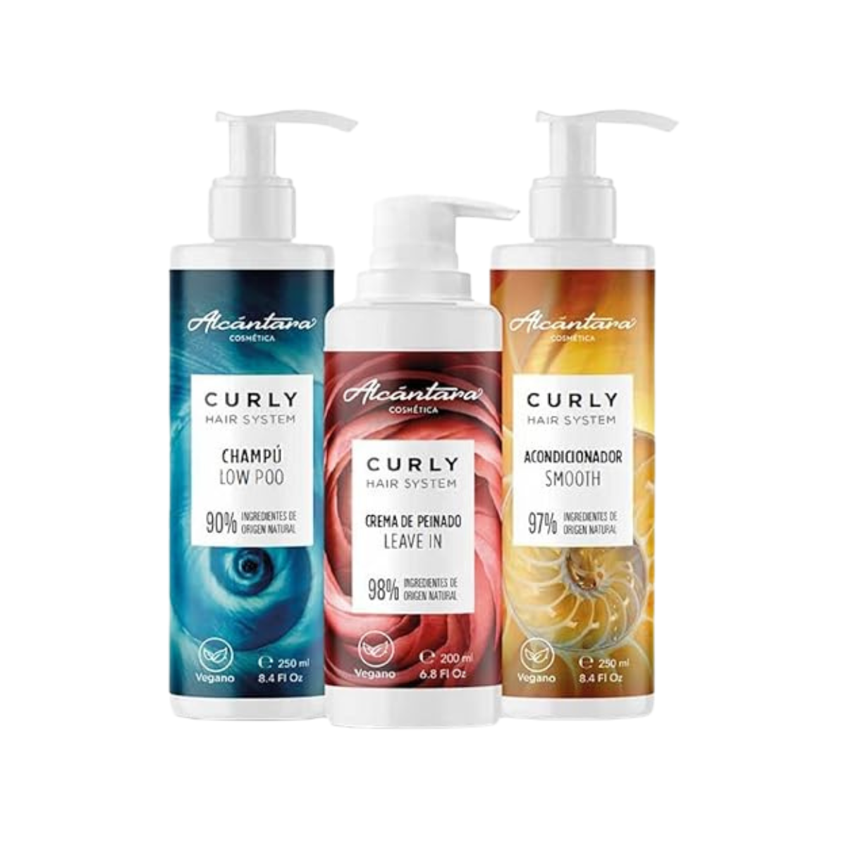Alcántara Cosmética - Alcántara Cosmética - Pack Curly Hair System Champú, Acondicionador y Crema de Peinado