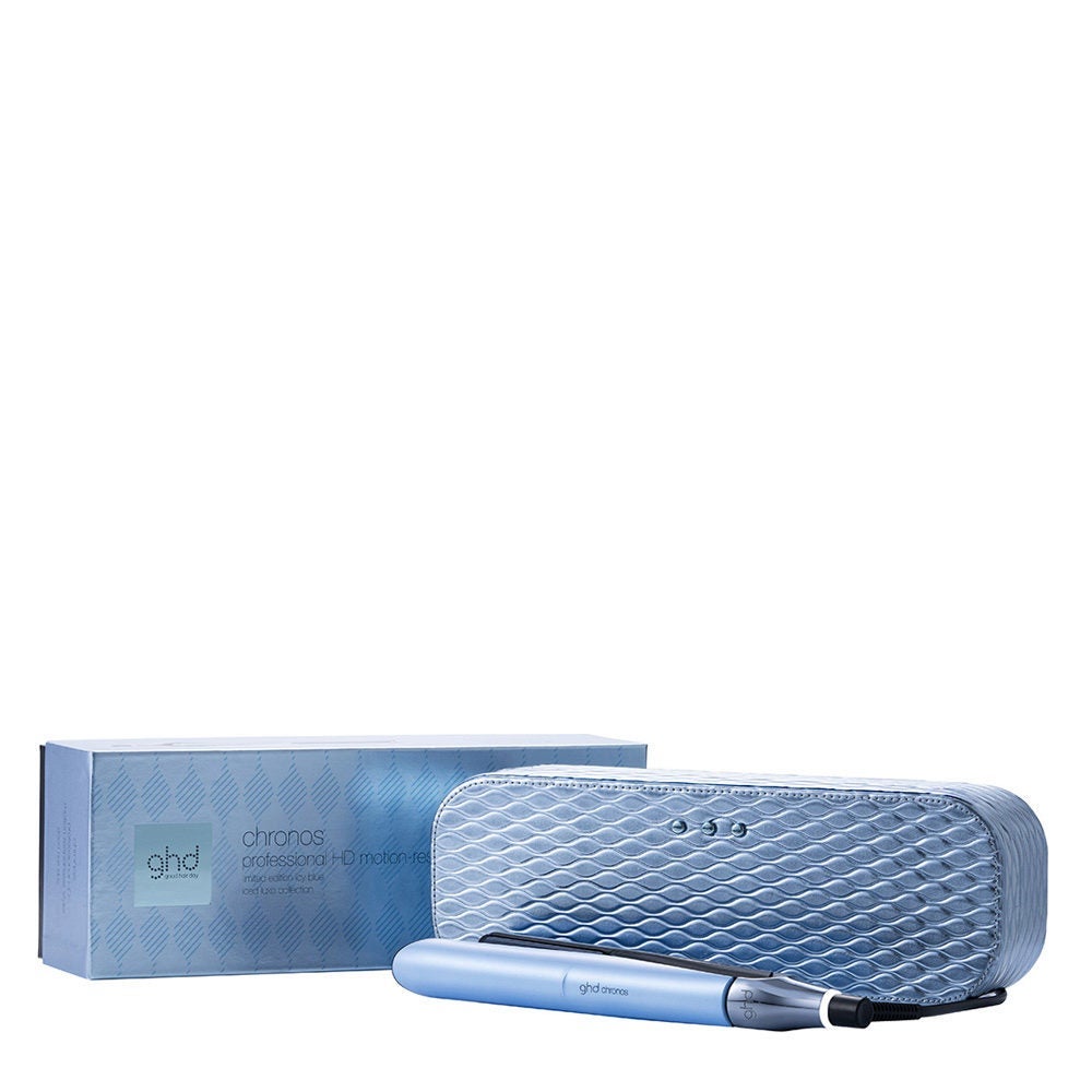 ghd - Chronos Iced Luxe Collection Plancha de Pelo Profesional con Cofre de Regalo - Edición 2024 Azul Gélido - Unidad