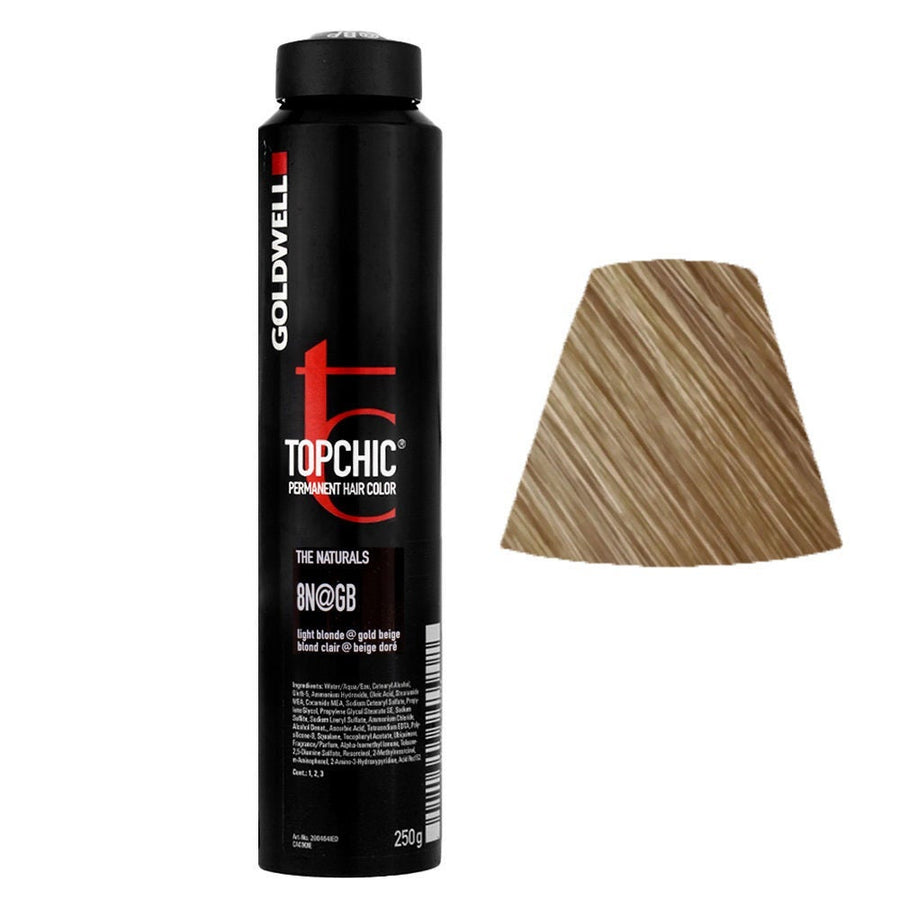 Goldwell - Topchic High Coverage Tinte Permanente 8N@GB Rubio Claro Natural con matiz dorado beige - 250 ml
