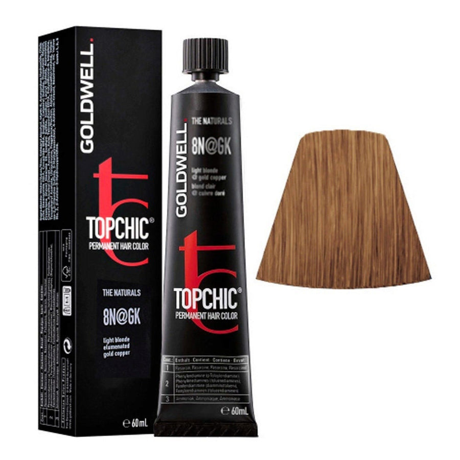Goldwell - Topchic Tinte Permanente 8N@GK Rubio Claro Natural con matiz dorado cobrizo - 60 ml