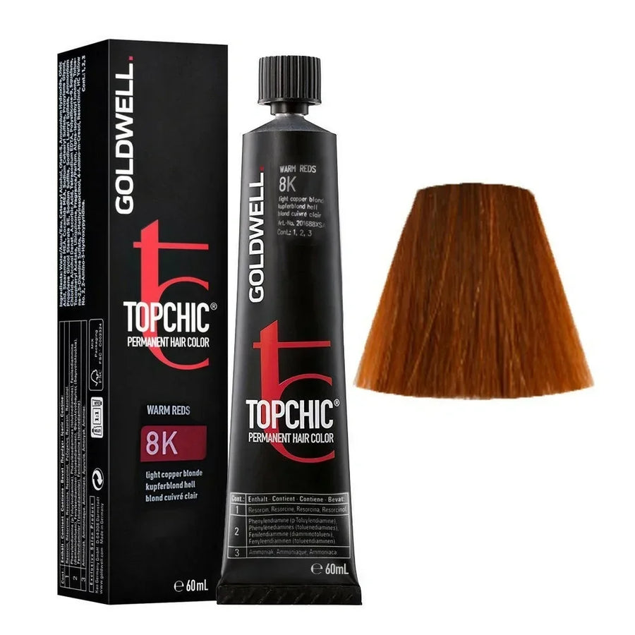 Goldwell - Topchic Tinte Permanente 8K Rubio Claro Cobrizo - 60 ml