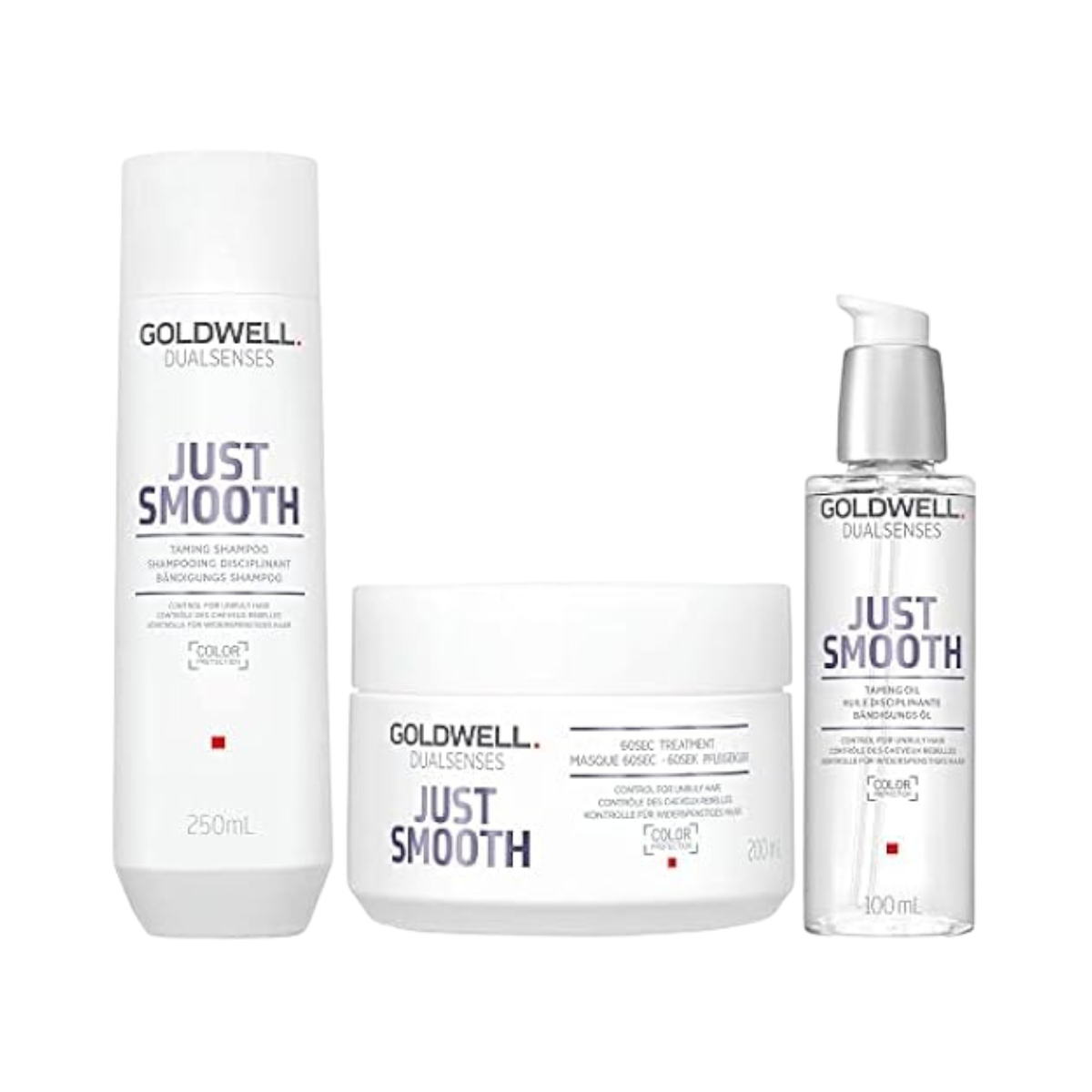 Goldwell - Dualsenses Just Smooth Champú Anti-Frizz 250ml Mascarilla 200ml Aceite Anti-Frizz 100ml