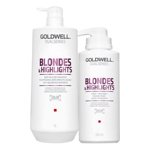 Goldwell - Dualsenses Blondes & Highlights Anti-Yellow Champu 1000ml 60Sec Treatment 500ml