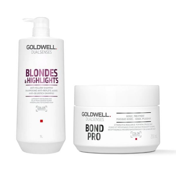 Goldwell - Dualsenses Blondes & Highlights Anti-Yellow Shampoo 1000ml Conditioner 1000ml 60Sec Treatment