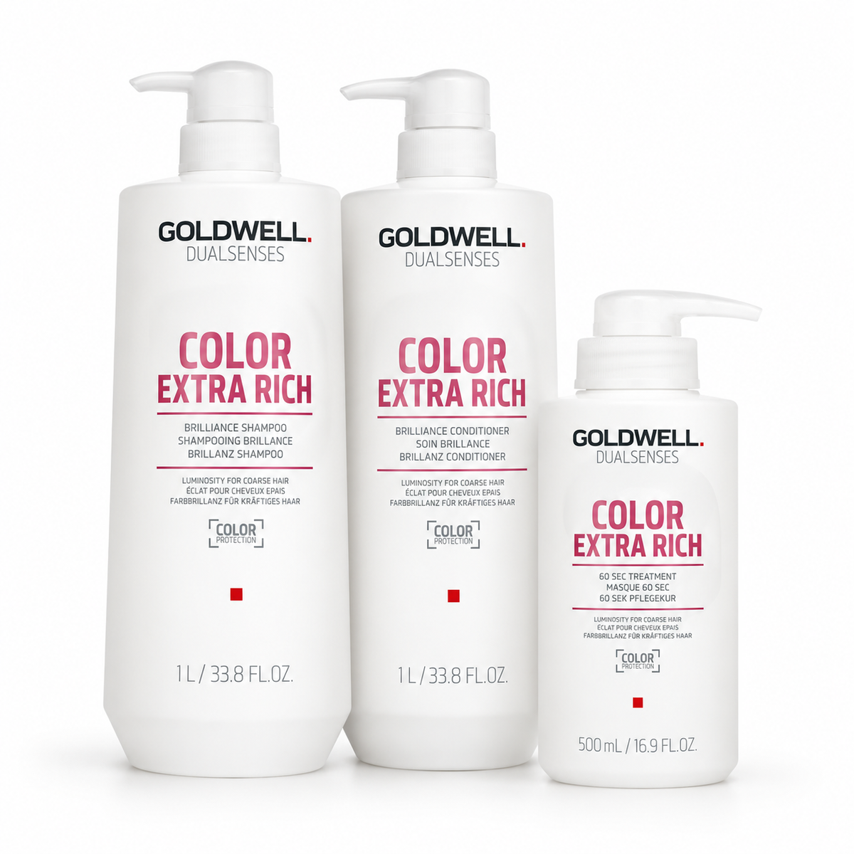 Goldwell - Dualsenses Color Extra Rich Pack - Champú 1000 ml + Acondicionador 1000 ml + Tratamiento 60 Sec 500 ml