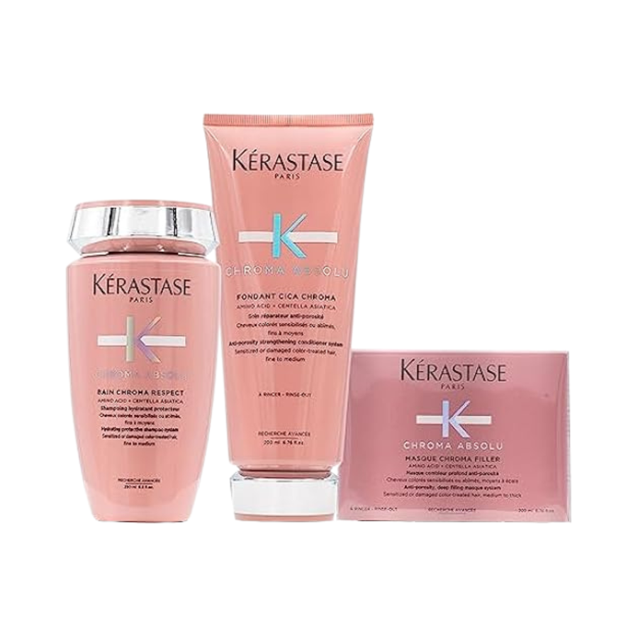 Kérastase - Chroma Absolu - Pack Bain Chroma Respect + Fondant Cica Chroma + Masque Recover - 250ml + 200ml + 200ml