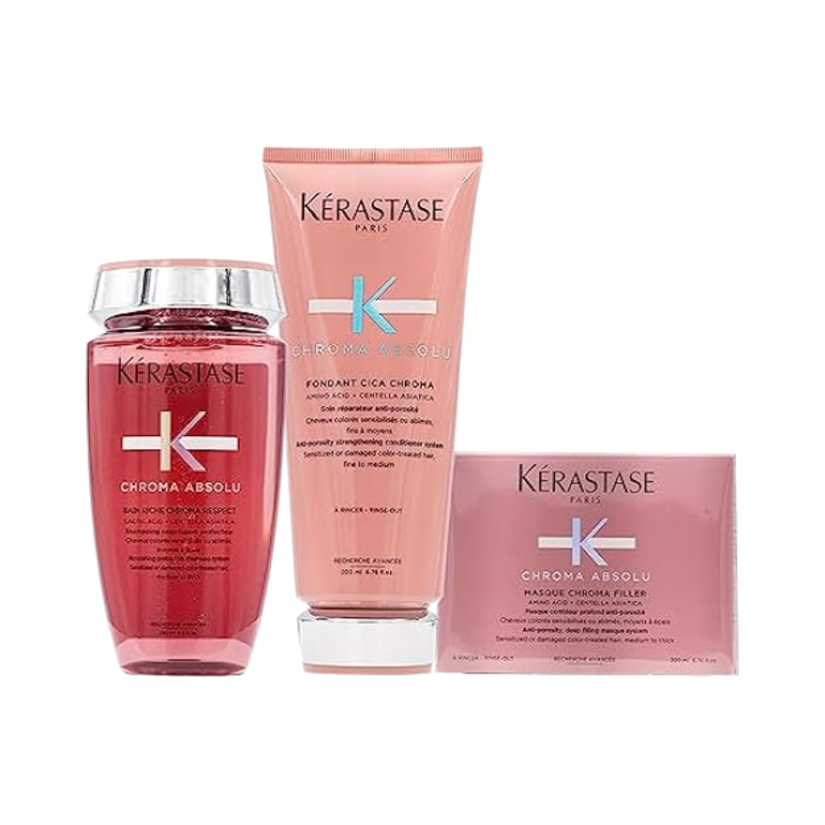 Kérastase - Chroma Absolu - Pack Bain Riche Chroma + Fondant Cica Chroma + Masque Recover - 250ml + 200ml + 200ml