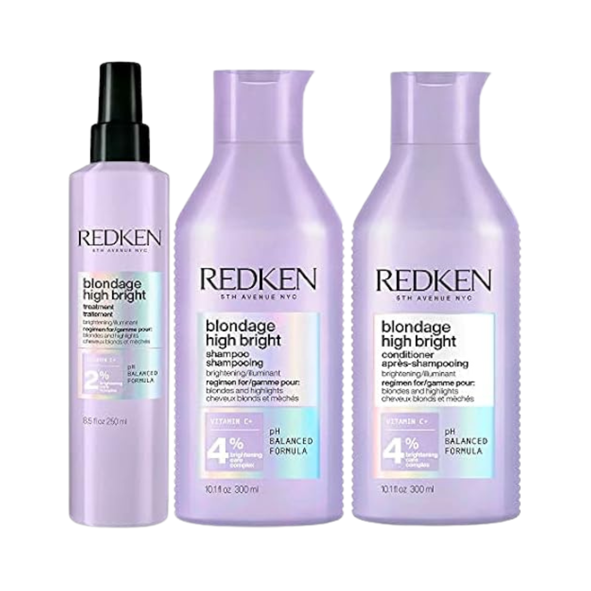 Redken - Blondage High Bright - Pre-Treatment 250 ml + Champú 300 ml + Acondicionador 300 ml