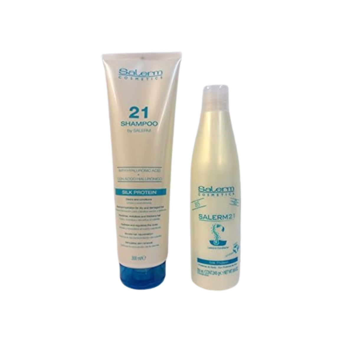 Salerm - Pack Salerm 21 Champú Ácido Hialurónico 300 ml + Salerm 21 250 ml Silk Protein - Unidad