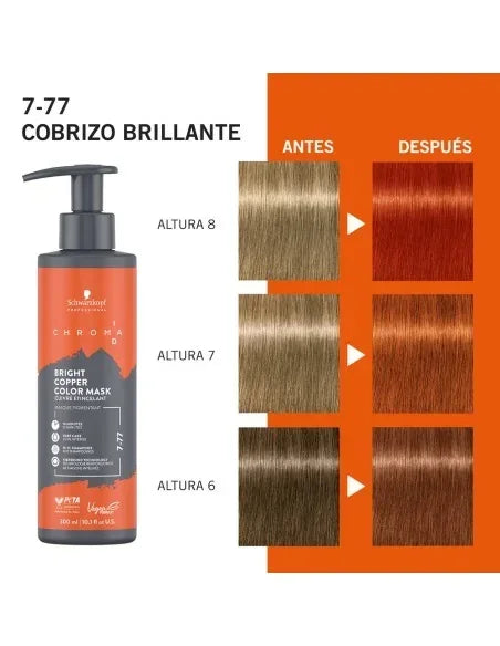 Schwarzkopf - Chroma ID Color Mask 7-77 Cobrizo Brillante - 300 ml