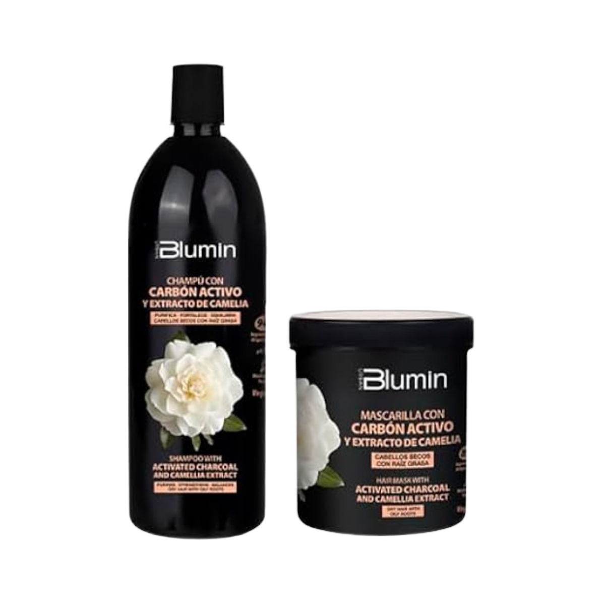 Tahe - Blumin Pack XXL (Champú 1000 ml + Mascarilla Carbón Activo y Extracto de Camelia 700ml) - Cabello mixto