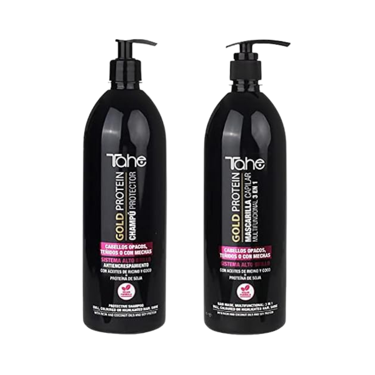 Tahe - Gold Protein - Pack Nutre y Repara Cabellos Teñidos Champu 1L + Mascarilla 1L