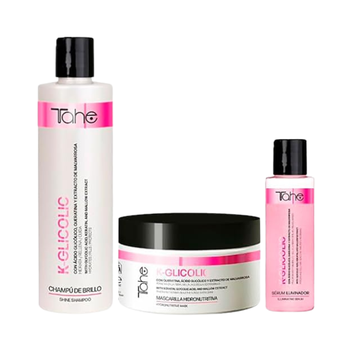 Tahe - K-Glicolic - Pack Cuidado Capilar Completo Champu 300 ml + Mascarilla 300 ml + Serum 100 ml