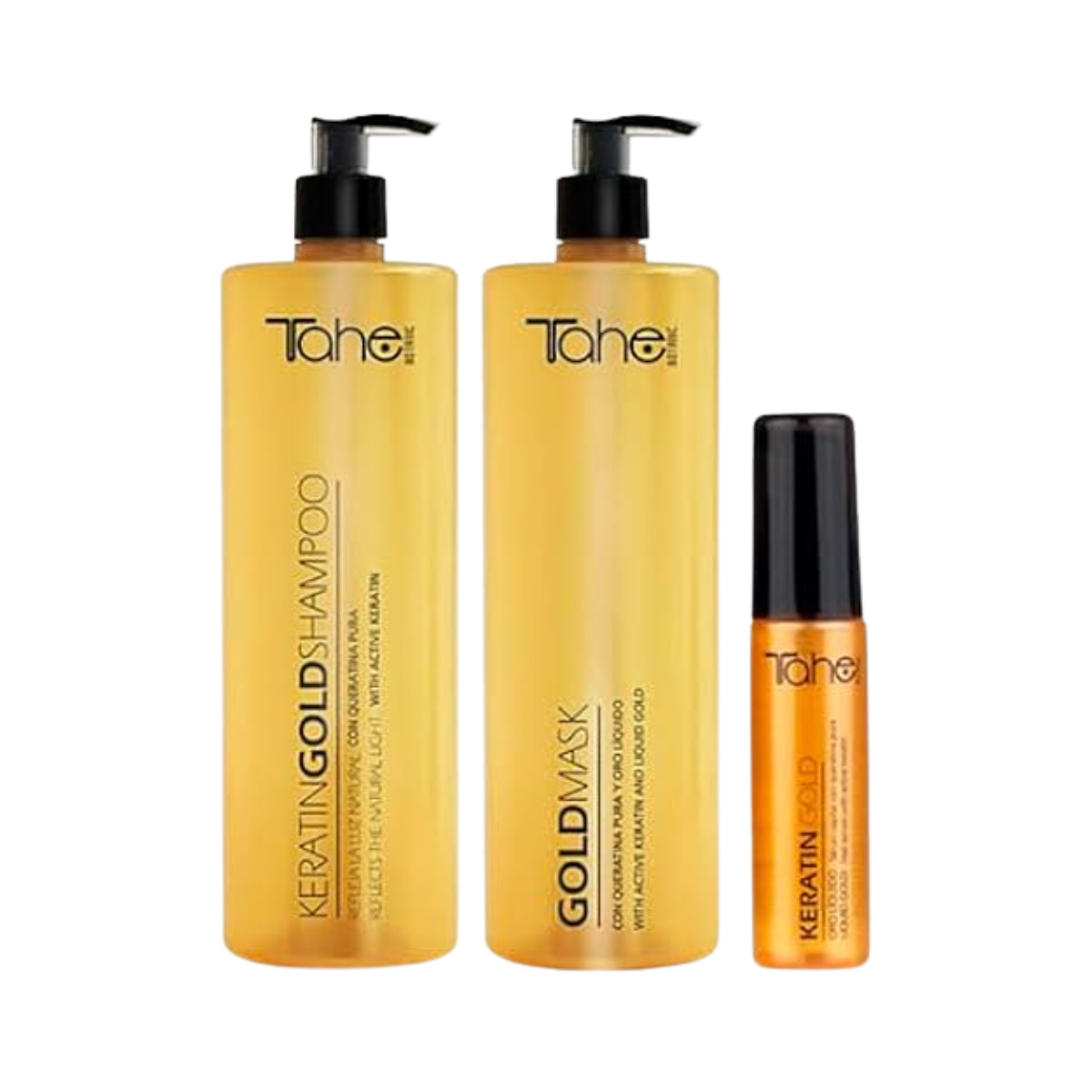 Tahe - Botanic Gold - Pack XXL Champu 1000 ml + Mascarilla 1000 ml + Serum Keratin Gold 30ml