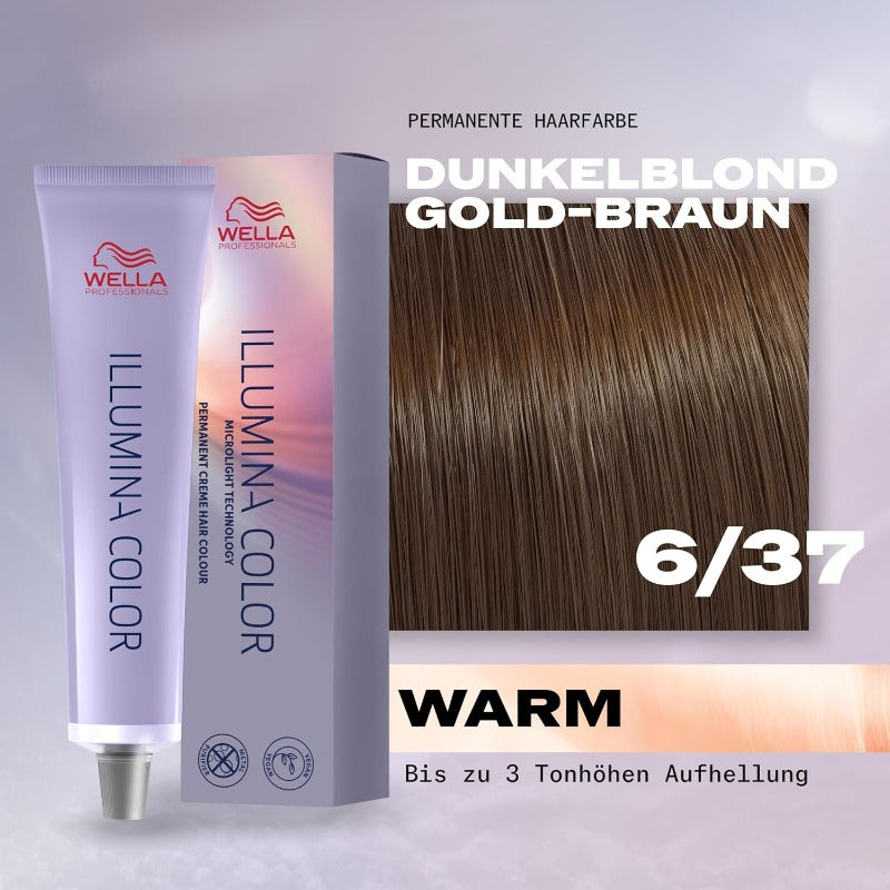 WELLA PROFESSIONAS Illumina Color Permanent Hair Color - 6/37 Dark Blonde Gold-Brown 60 ml
