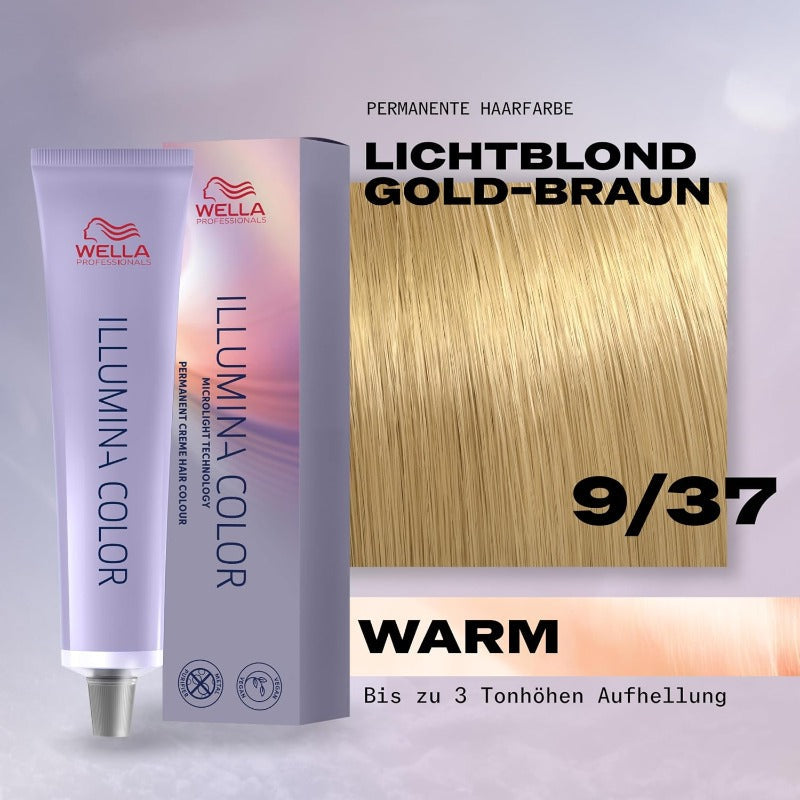 WELLA PROFESSIONALS Illumina Color Permanent Creme Hair Colour - 9/37 Very Lght Blonde Golde Brown 60 ml