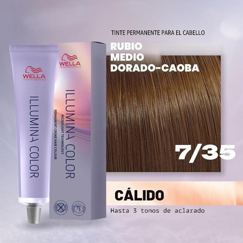 WELLA PROFESSIONAS Illumina Color Permanent Hair Color - 7/35 Medium Blonde Gold Mahagony 60 ml