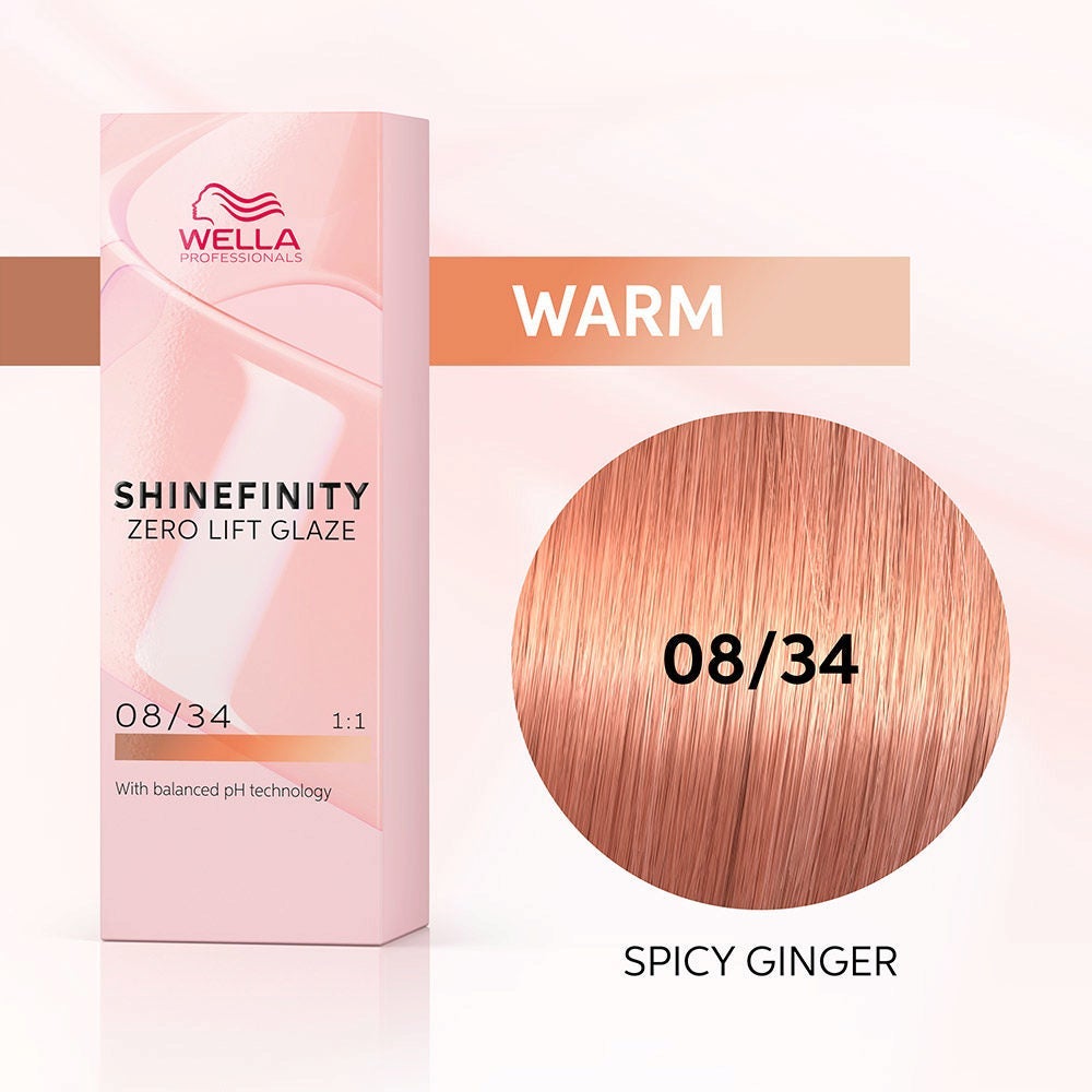 Shinefinity Spicy Ginger 08/34 Rubio Claro Dorado Cobrizo - Wella Professionals