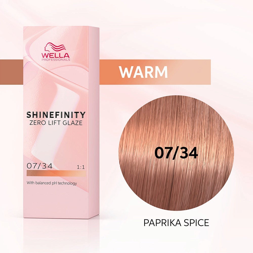Shinefinity Paprika Spice 07/34 Rubio Cobrizo Dorado Medio - Wella Professionals