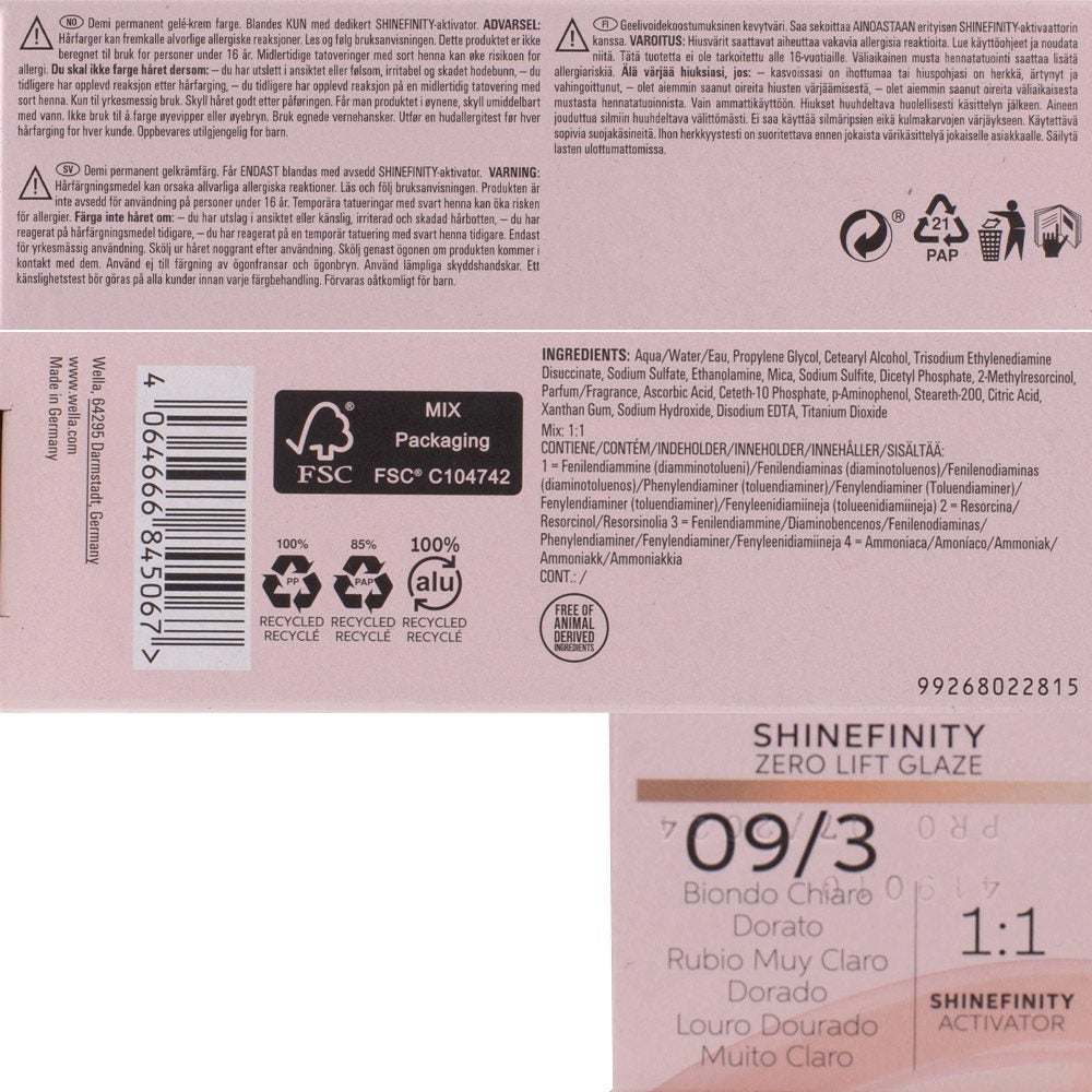 Wella Professionals - Shinefinity Glaze Warm - 09/3 - 60 ml