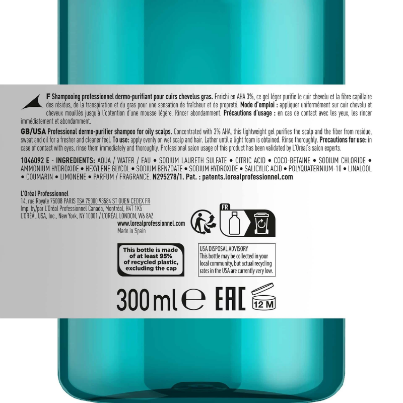 L’Oréal Professionnel - Champú Anti Grasa - 300 ml