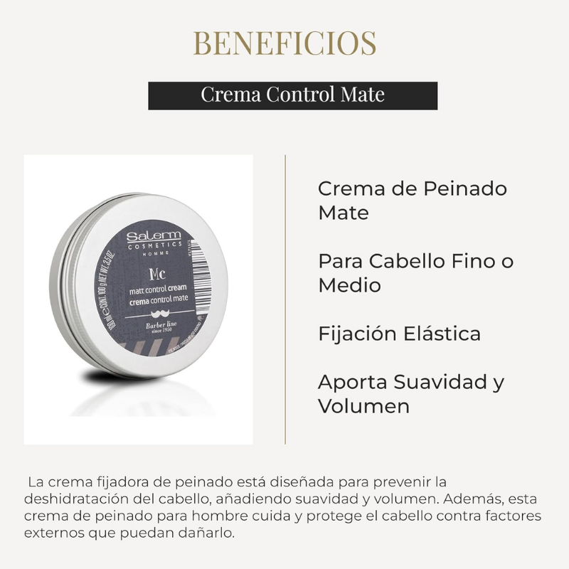 Salerm - Homme Contrôle Crème Mat - 100 ml