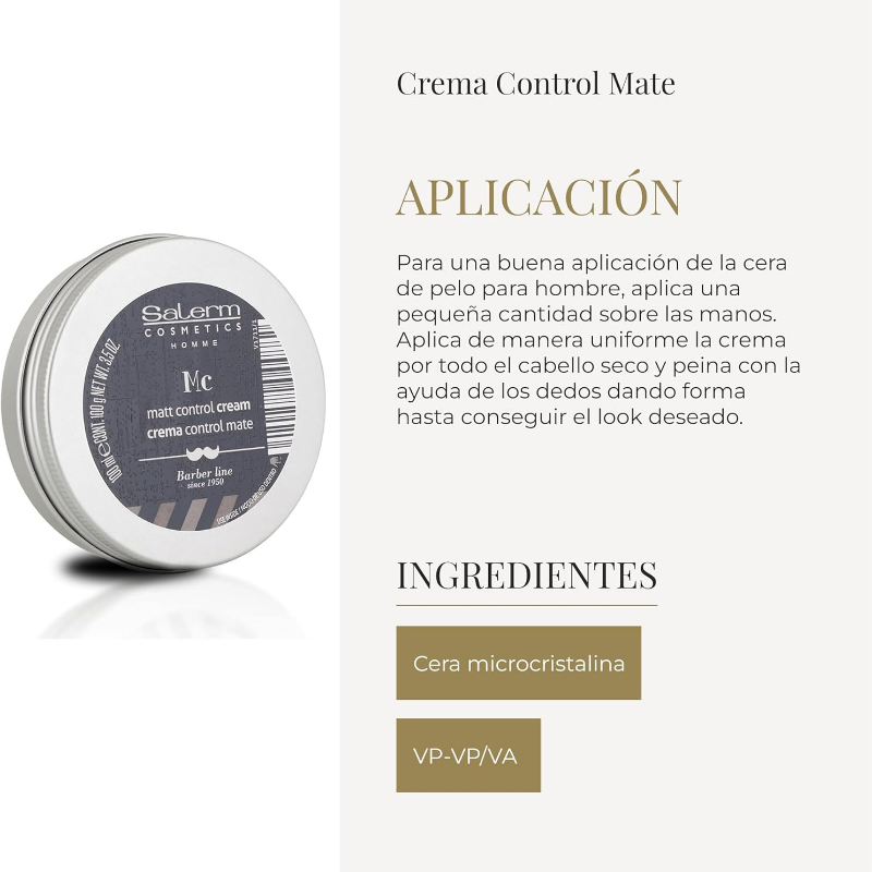 Salerm - Homme Contrôle Crème Mat - 100 ml